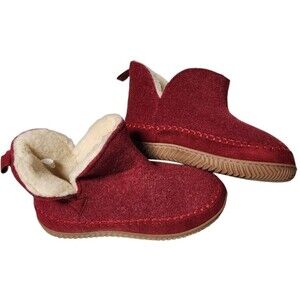 Zizor Red Wool Felt Slippers with Faux Fur Lining Size 7 NWT